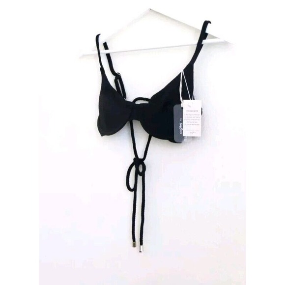 NWT Kenny Flowers The Mykonos Woven Textured Underwire Bikini Top Black SZ M - Picture 5 of 8